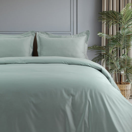 Bed Sheet 600TC Heavenly - Aqua Pearl (Without Pillow Covers) - LOVE FOR WHITE                                                          