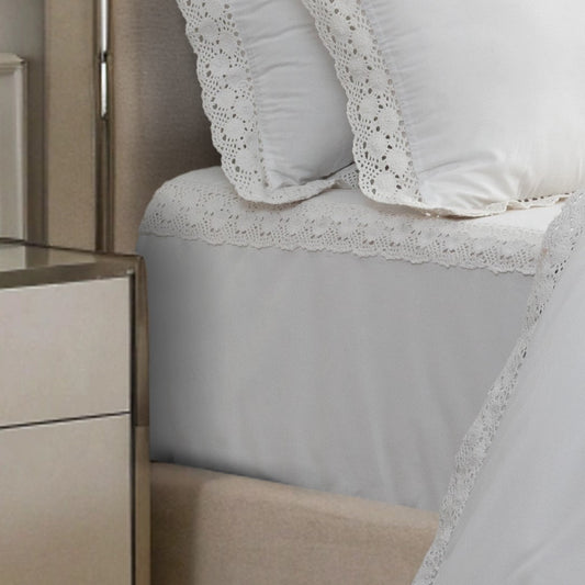Bed Sheet Crochet Border - White - LOVE FOR WHITE                                                          